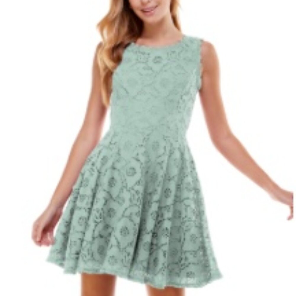 City Studio Sage Green Dress Fit and Flare Size 7